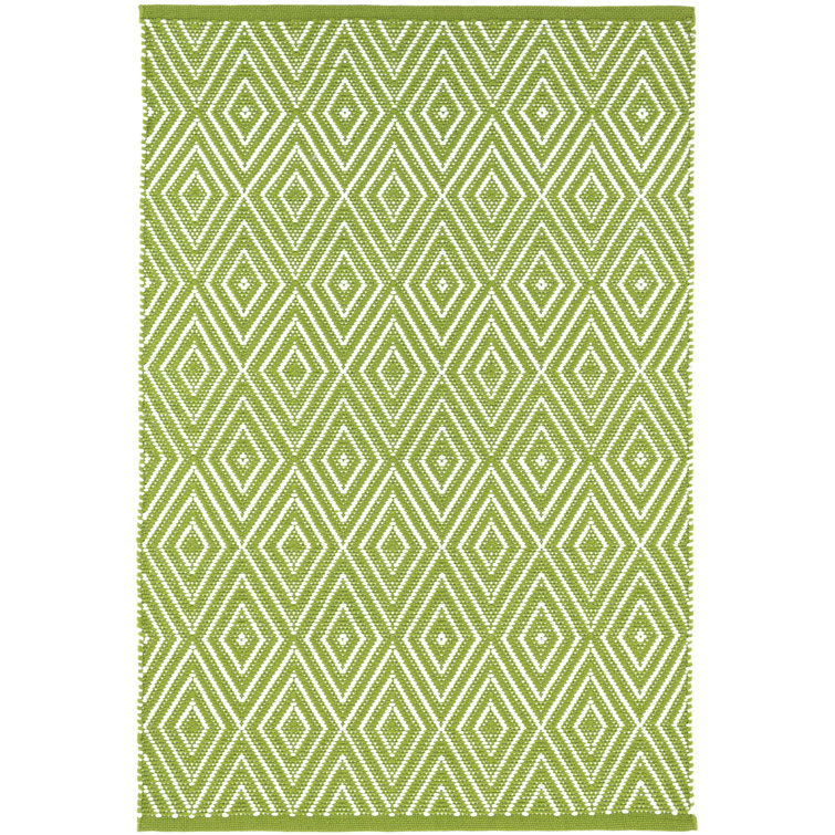 Sprout White Diamond Reversible Flatweave Rug 5' x 8'