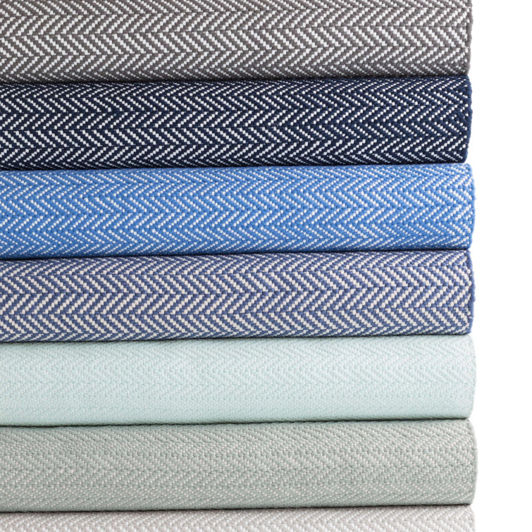 Denim and Ivory Herringbone 9' x 12' Synthetic Flat Woven Rug