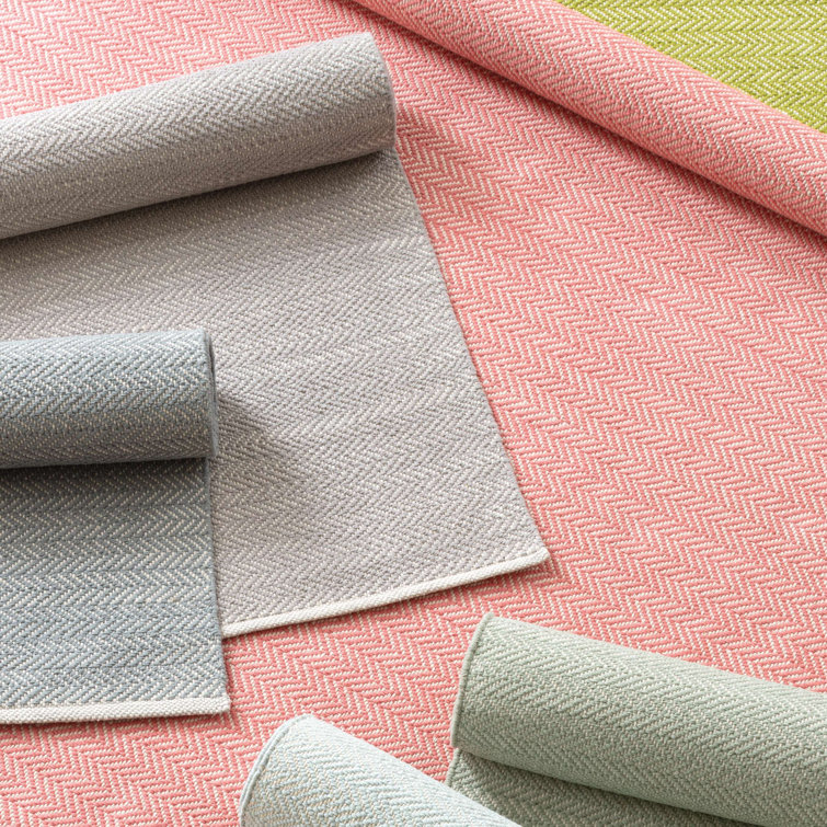 Dove Grey Herringbone Handwoven Cotton Runner Rug 2.5 x 8