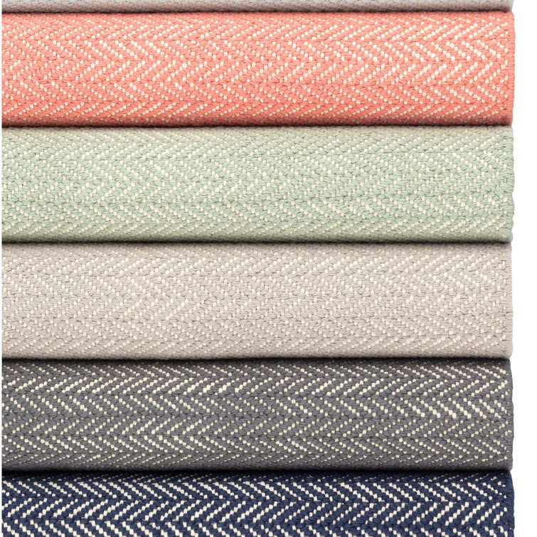Dove Grey Herringbone Handwoven Cotton Runner Rug 2.5 x 8