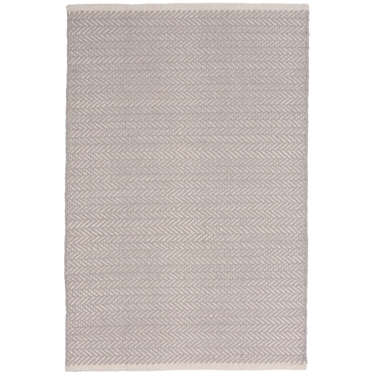 Dove Grey Herringbone Handwoven Cotton 2' x 3' Rug