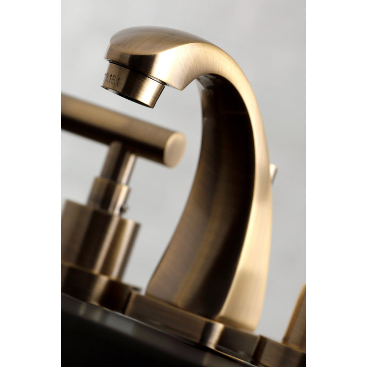 Antique Brass Widespread Bathroom Faucet with Drain Assembly