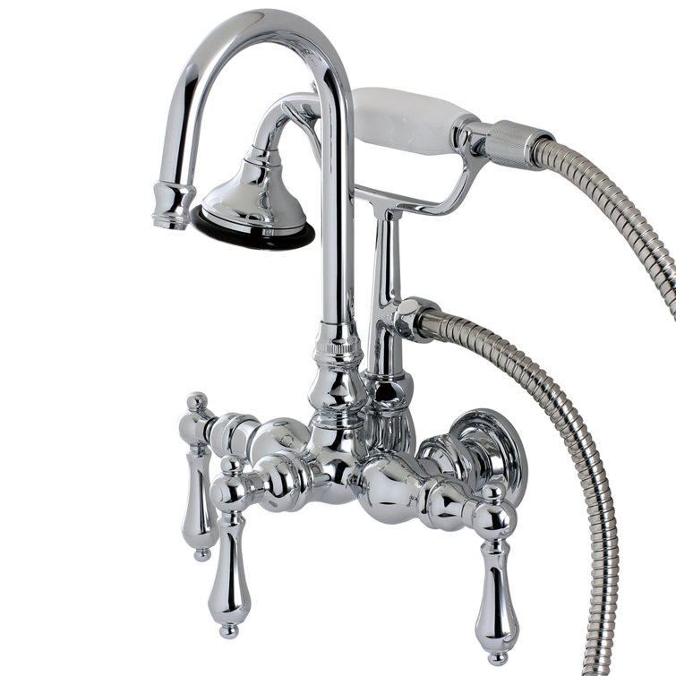 Polished Chrome Vintage Wall Mount Clawfoot Tub Faucet with Hand Shower