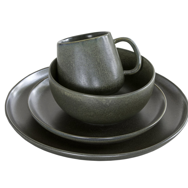 Fortessa Sound Forest Green Porcelain 16-Piece Dinnerware Set