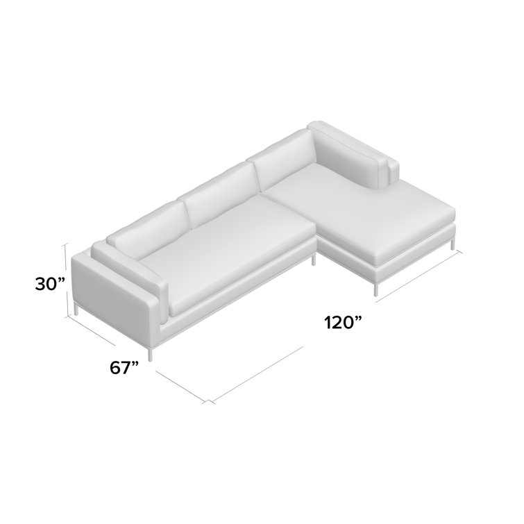 Bennett Charcoal 120" Polyester Chaise Sectional Sofa