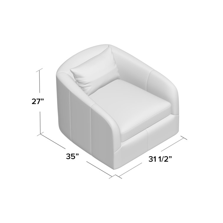 Domino White Leather Swivel Chair with Plush Pillow
