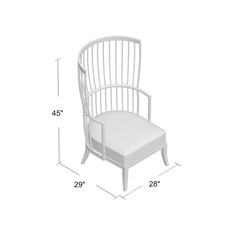 Elegant Gray Top-Grain Leather Spindle Wing Armchair