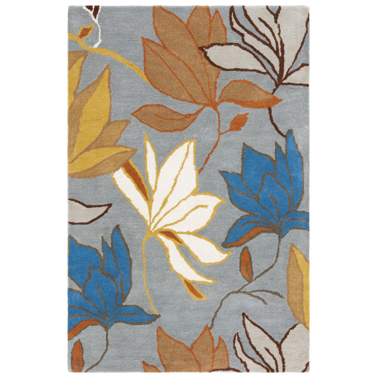 Handmade Blue and Multi Wool Tufted Area Rug