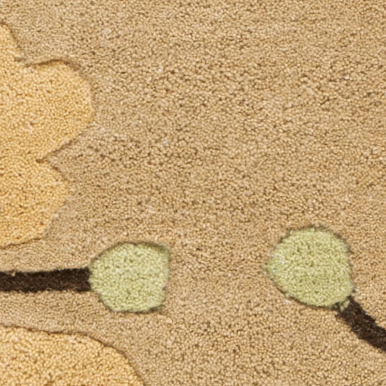 Floral Beige and Multicolor Wool Viscose 5' x 8' Rug