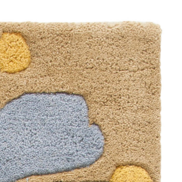 Floral Beige and Multicolor Wool Viscose 5' x 8' Rug