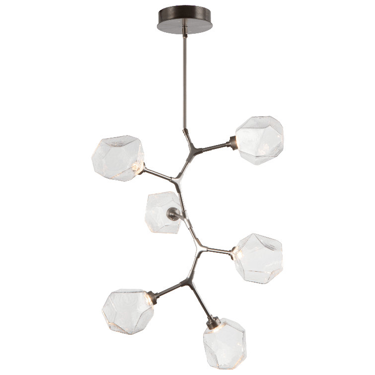 Matte Black Modern Vine LED Chandelier with Clear Glass Shades