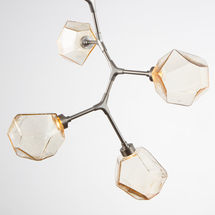 Amber Glass and Matte Black Drum Pendant Light