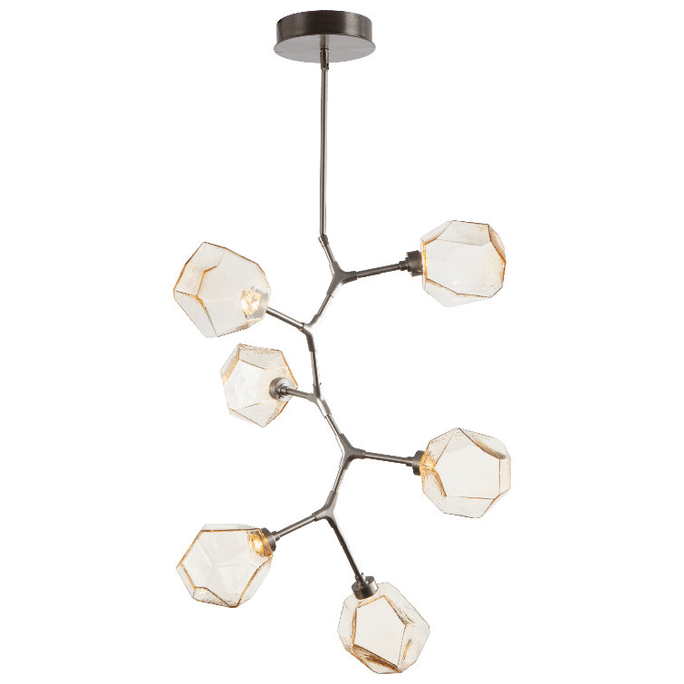 Amber Glass and Matte Black Drum Pendant Light
