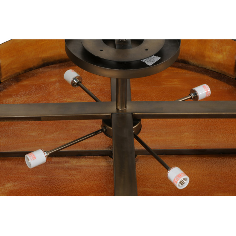 Honey Art Glass 42" Copper Drum LED Chandelier for Indoor/Outdoor