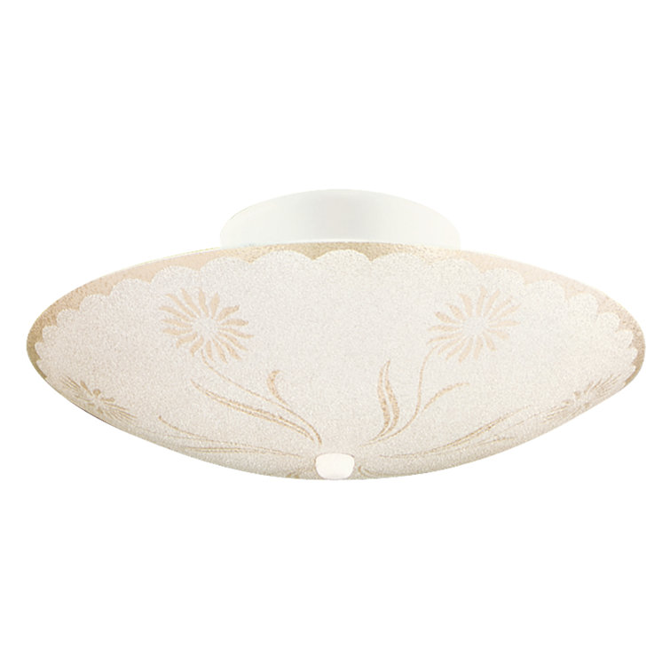 Elegant Floral White Glass Semi Flush Ceiling Light