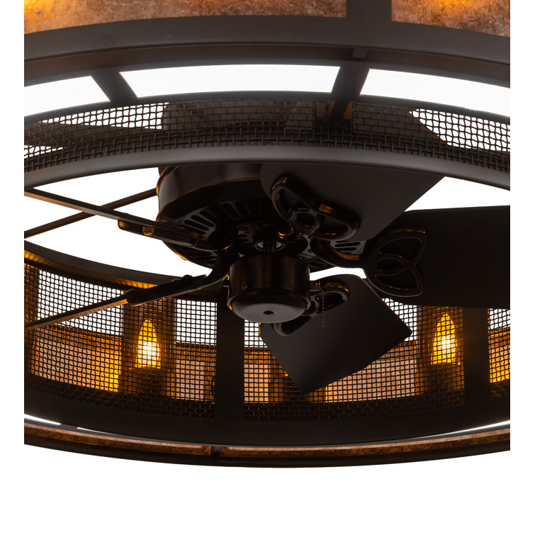Meyda Timeless Bronze 48" Craftsman Chandel-Air with Amber Mica Glass