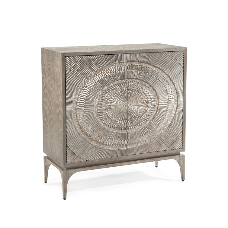 Gray Oak Two-Door Accent Cabinet with Adjustable Shelving