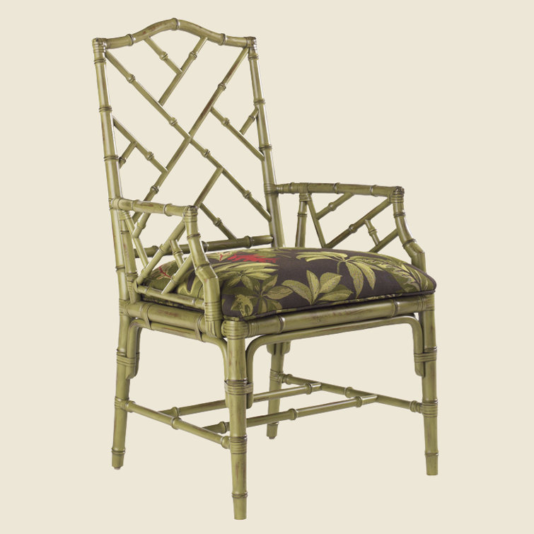 Cilantro Beige Transitional Rattan Cane Arm Chair
