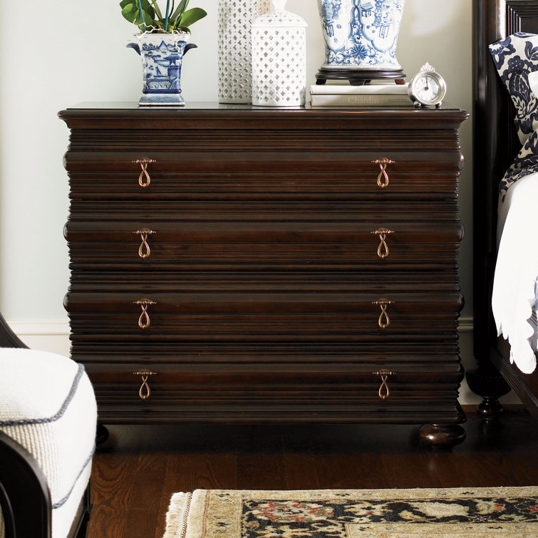 Elegant Ivory Coast Inspired 4-Drawer Brown Night Chest