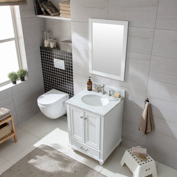 Melissa 24" Grain White Single Vanity with Carrara White Top
