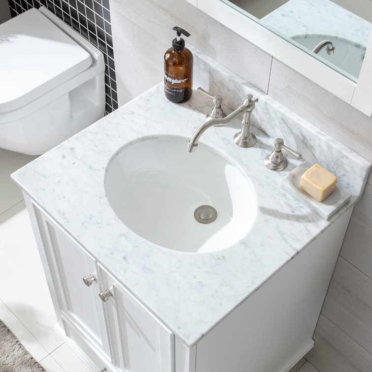 Melissa 24" Grain White Single Vanity with Carrara White Top