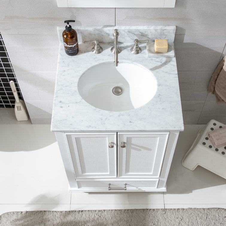 Melissa 24" Grain White Single Vanity with Carrara White Top