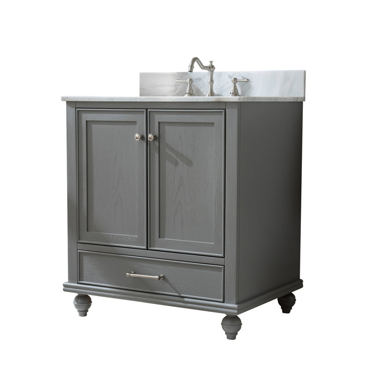 Melissa 30" Grain Gray Single Vanity with Carrara White Top