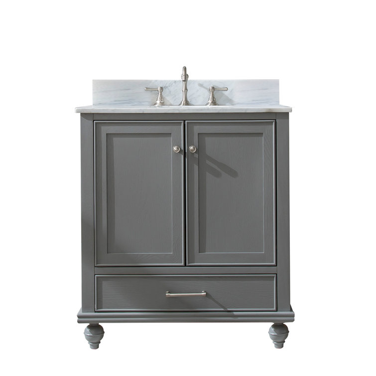 Melissa 30" Grain Gray Single Vanity with Carrara White Top