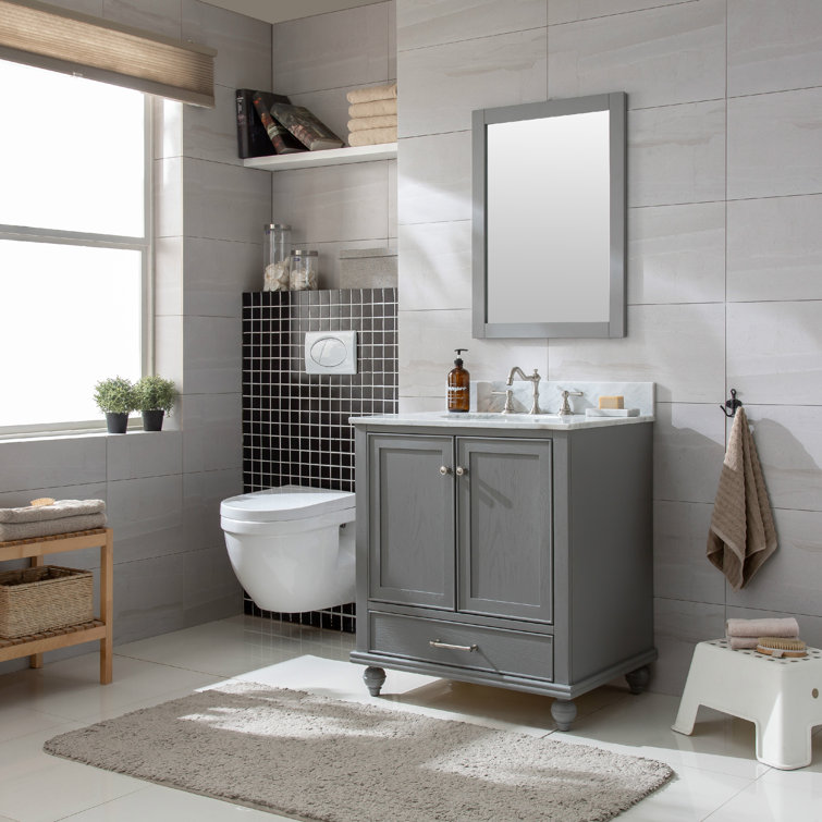 Melissa 30" Grain Gray Single Vanity with Carrara White Top