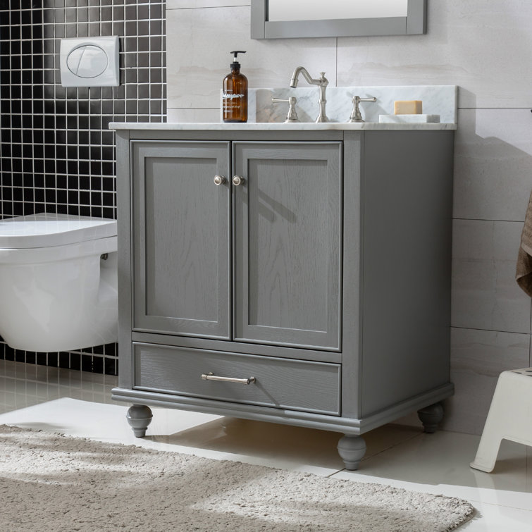Melissa 30" Grain Gray Single Vanity with Carrara White Top