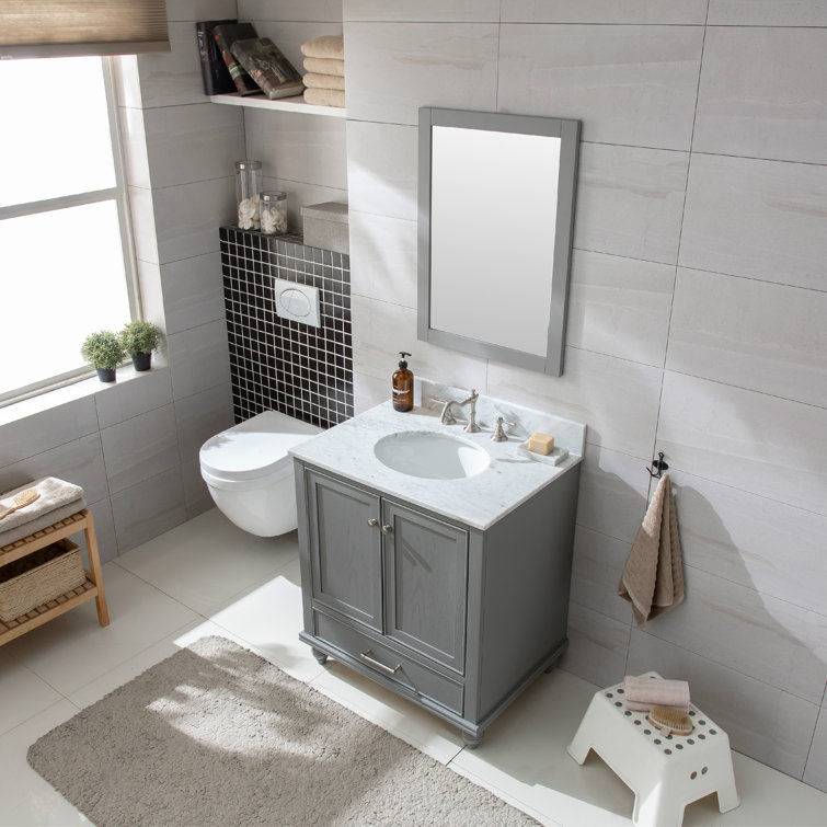 Melissa 30" Grain Gray Single Vanity with Carrara White Top
