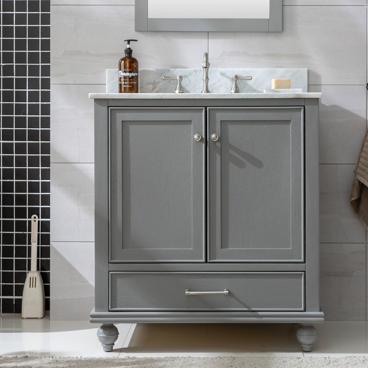 Melissa 30" Grain Gray Single Vanity with Carrara White Top