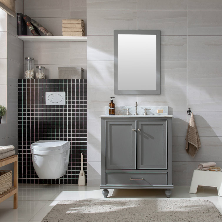 Melissa 30" Grain Gray Single Vanity with Carrara White Top