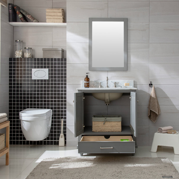 Melissa 30" Grain Gray Single Vanity with Carrara White Top