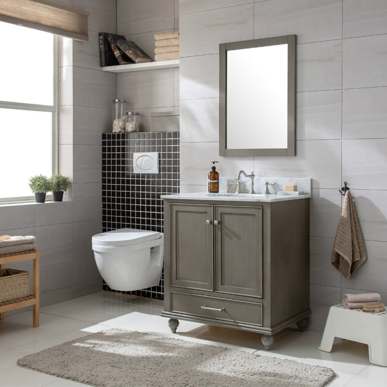 Melissa 30" Grain Gray Single Vanity with Carrara White Top