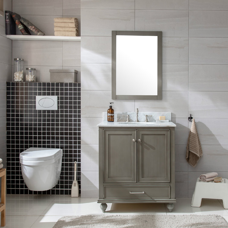 Melissa 30" Grain Gray Single Vanity with Carrara White Top