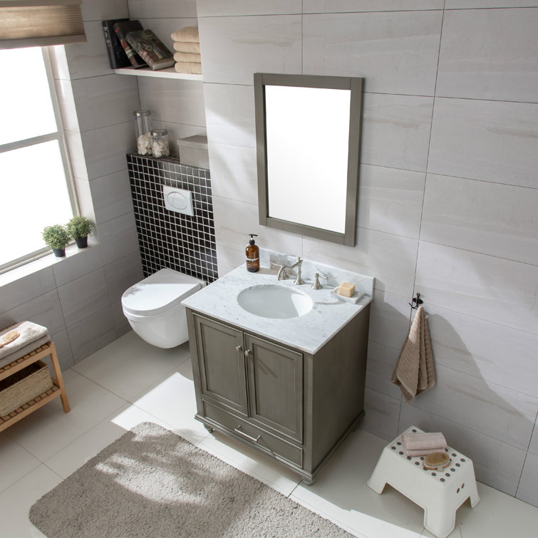 Melissa 30" Grain Gray Single Vanity with Carrara White Top