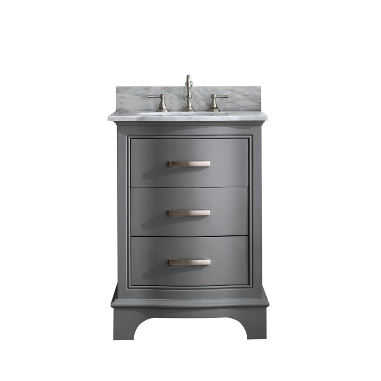 Gray 24'' Freestanding Single Vanity with Marble Top