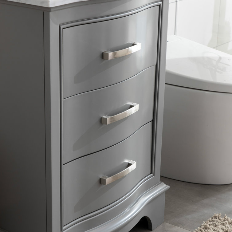 Gray 24'' Freestanding Single Vanity with Marble Top