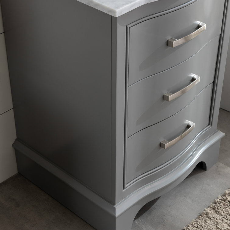 Gray 24'' Freestanding Single Vanity with Marble Top