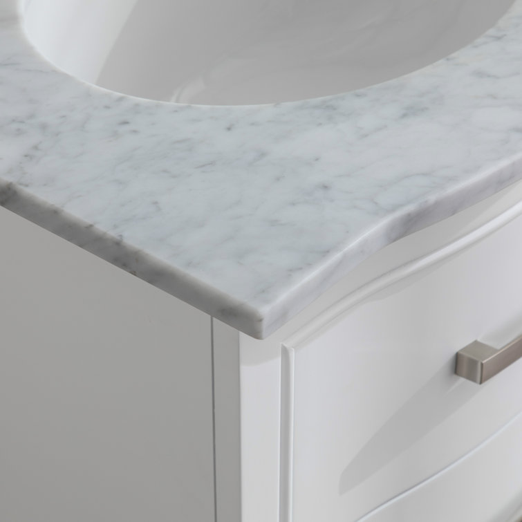 Monroe 24'' White Solid Wood Vanity with Carrara Marble Top