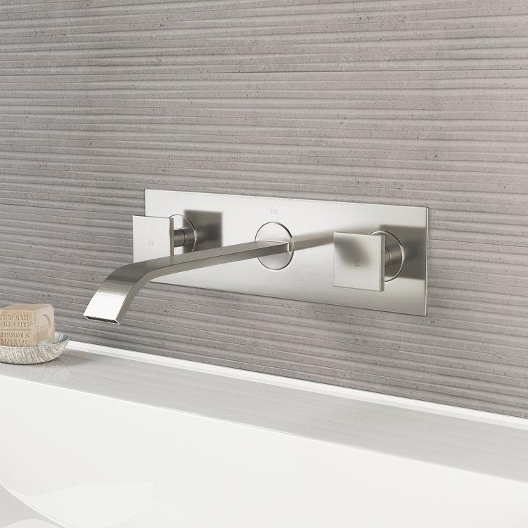 Modern Centerset 8" Wall Mounted Faucet in Black and Nickel