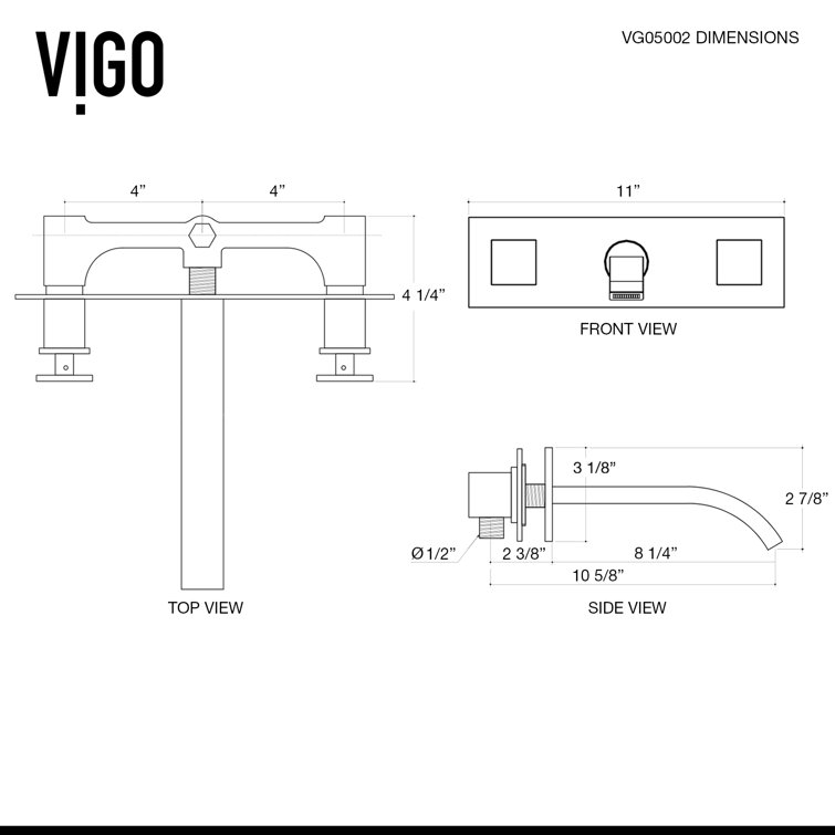 Matte Gold Two-Handle Wall Mount Bathroom Faucet