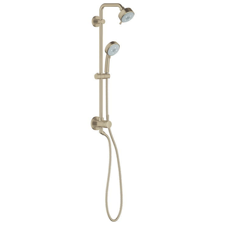 Brushed Nickel Adjustable Height Wall Mounted Shower System