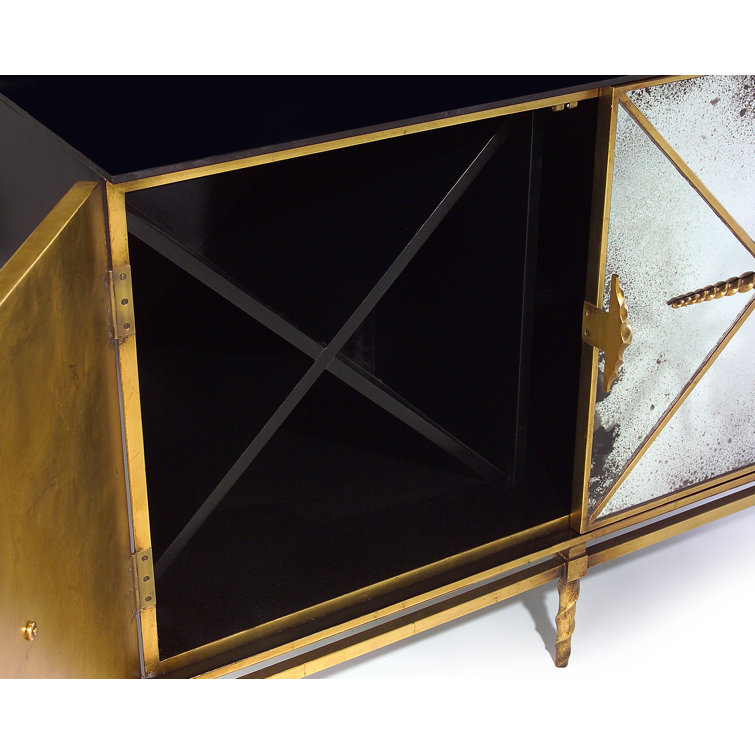 Rio 47.5'' Black and Gold Mirrored Sideboard