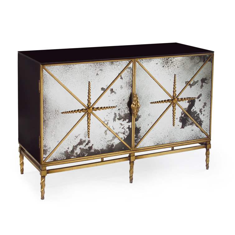 Rio 47.5'' Black and Gold Mirrored Sideboard