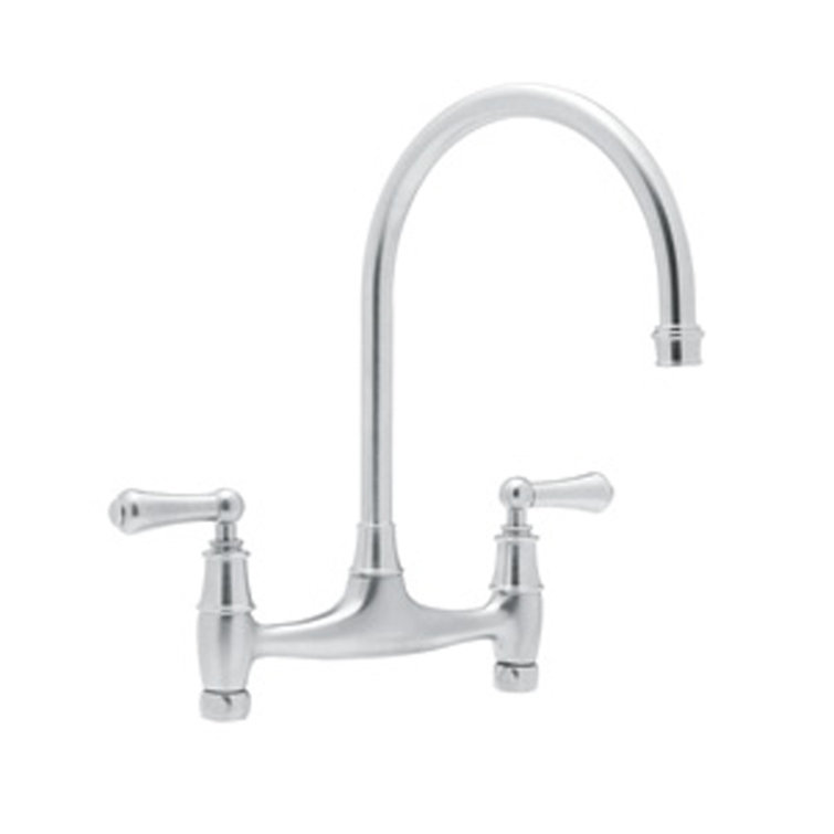 Classic Polished Nickel 14" Brass Kitchen Faucet with Dual Handles