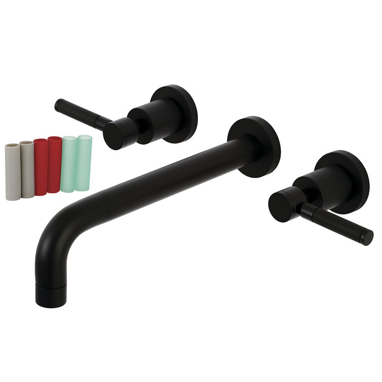 Concord Kaiser Matte Black Dual-Handle Wall-Mounted Tub Faucet