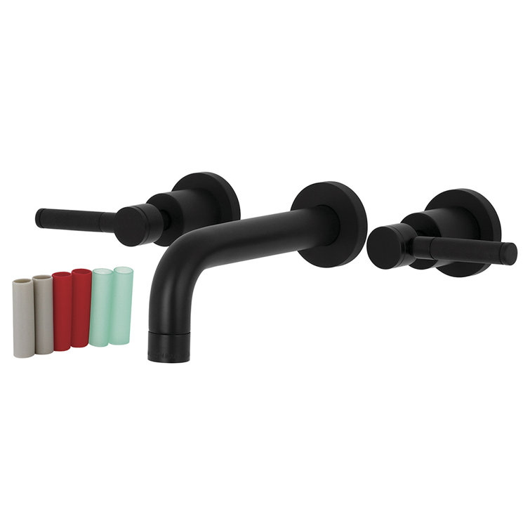Matte Black Brass Two-Handle Wall Mount Bathroom Faucet