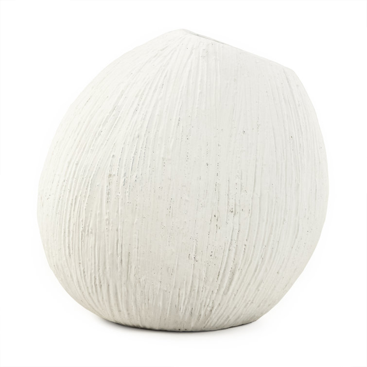 Zentique Large Distressed White Handmade Cement Vase